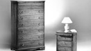 Bedside cabinet with pull-out top and tall chest of drawers